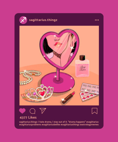 T-Shirt Design Generator Featuring an Illustration for Sagittarius Women 