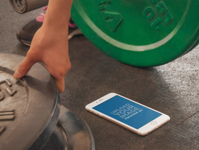 Mockup of an iPhone at a Crossfit Gym