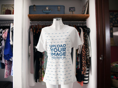 T-Shirt on a Mannequin Mockup at a Store a16942