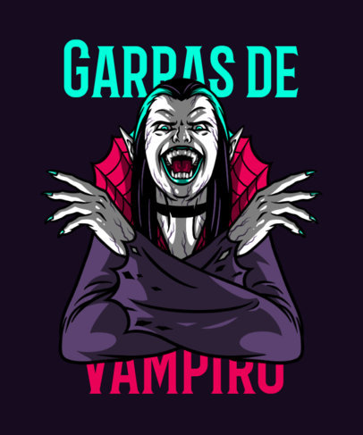 Horror T-Shirt Design Template with Complex Illustrations of Monsters