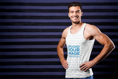 Activewear Mockup of a Young Athlete Wearing a Heathered Tank Top m10323-r-el2