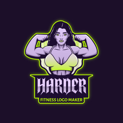 Fitness Club Logo Maker Featuring a Female Bodybuilder Graphic