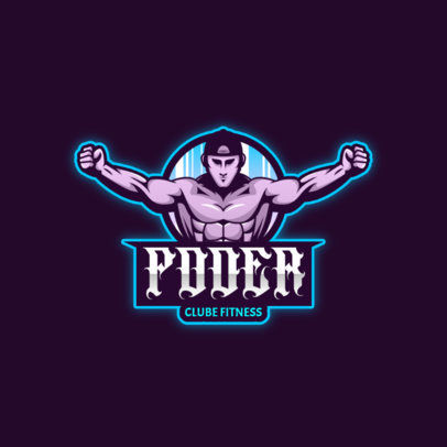 Logo Maker for a Workout Center Featuring a Bodybuilder Illustration