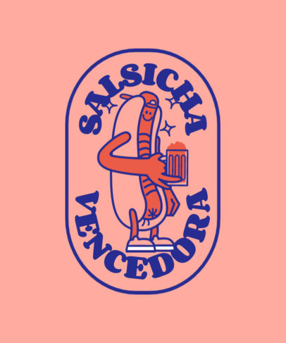 T-Shirt Design Generator Featuring a Cartoonish Sausage Drinking Beer 4047h