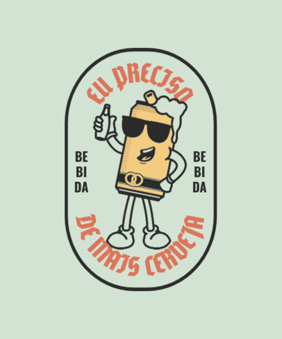 T-Shirt Design Template Featuring a Cartoonish Beer Character