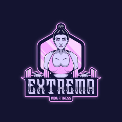 Logo Creator for a Fitness Club Featuring a Female Bodybuilder with Dumbbells