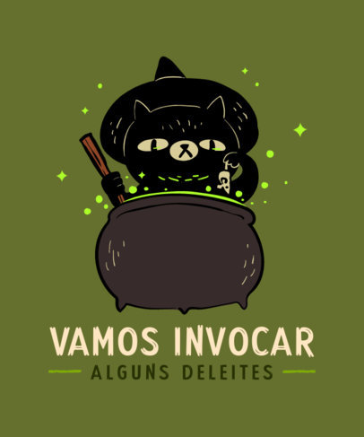 Witch-Themed T-Shirt Design Maker with a Black Cat Graphic