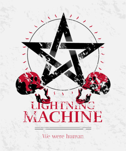 T-Shirt Design Template Featuring a Satanic Pentagram and Skulls