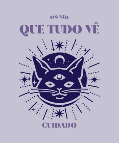 Cat-Themed T-Shirt Design Template with a Mystic Vibe