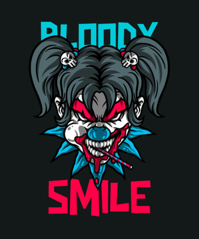 Horror T-Shirt Design Maker Featuring an Evil Clown Girl