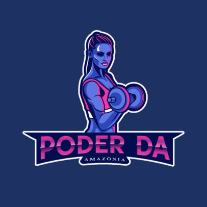 Fitness Logo Template With a Graphic of a Woman Lifting Weights