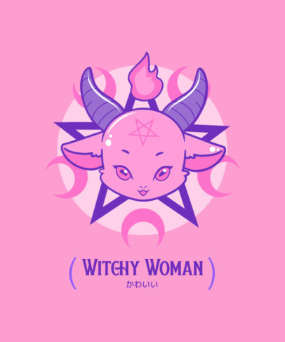 Girly T-Shirt Design Creator with a Cute Graphic of Baphomet