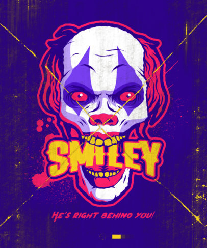 T-Shirt Design Maker for Halloween with an Evil Clown Illustration