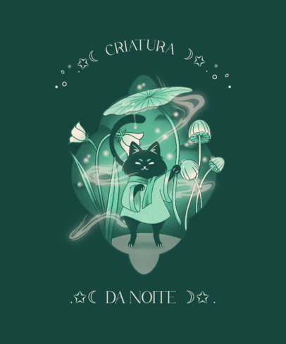 Illustrated T-Shirt Design Maker Featuring Cats and an Esoteric Style