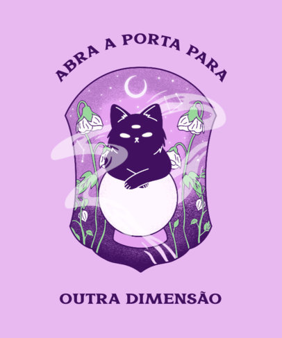 T-Shirt Design Creator With an Illustrated Cat on a Crystal Ball