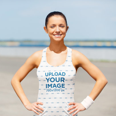 Mockup of a Smiling Woman Wearing a Tank Top  m10052 r-el2