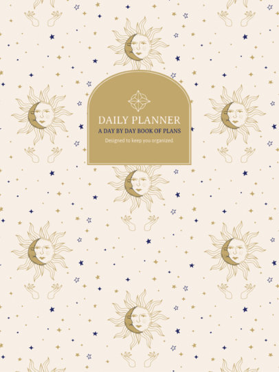 Notebook Cover Design Template with Celestial-Themed Patterns