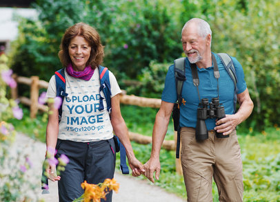 T-Shirt Mockup Featuring a Woman Walking With Her Partner m13693 r-el2