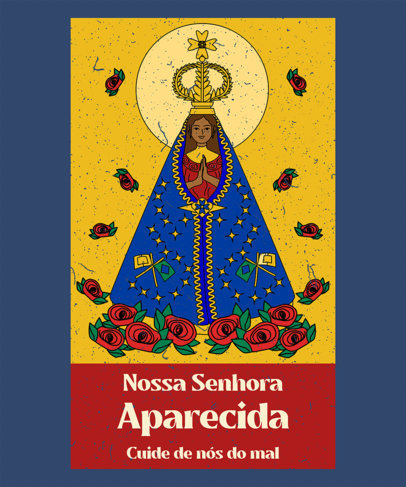 T-Shirt Design Template Featuring a Nossa Senhora Aparecida Illustration 4066