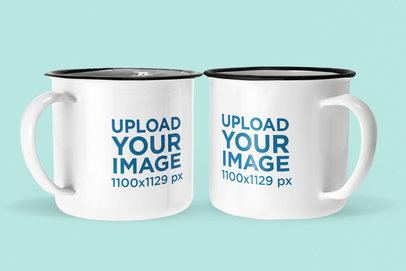 Mockup of Two 12 oz Enamel Mugs 