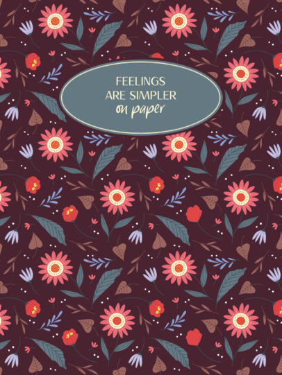 Notebook Cover Design Template Featuring Floral Patterns 4398-el1