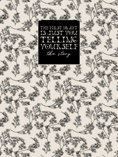 Notebook Cover Generator With an Illustrated Botanical Pattern and a Quote 4390b-el1