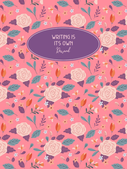 Notebook Cover Design Creator Featuring an Illustrated Floral Pattern 4398c-el1