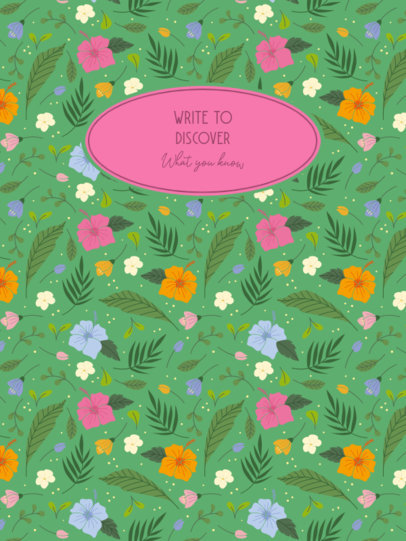 Notebook Cover Design Maker Featuring Quotes and Botanical Graphics 4398a-el1