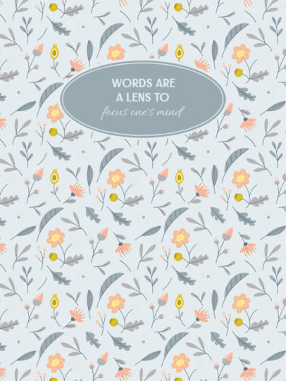 Notebook Cover Design Generator Featuring a Quote and Illustrated Flowers