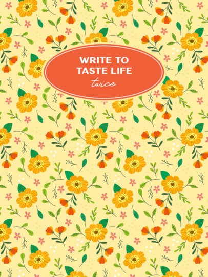 Notebook Cover Design Template With Floral Graphics 4398d-el1