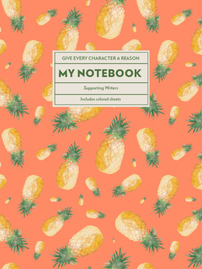 Notebook Cover Template Featuring Illustrated Pineapples 4396d-el1