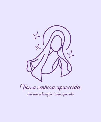 T-Shirt Design Template with a Lineart Graphic of Nossa Senhora Aparecida 4067h