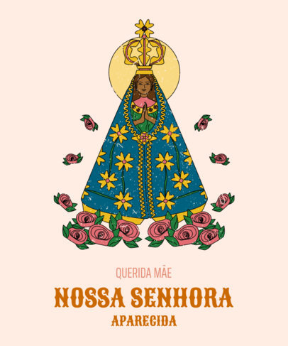 T-Shirt Design Generator Featuring an Illustration of Nossa Senhora Aparecida 4066d
