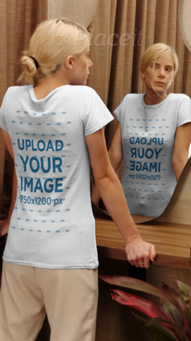 T-Shirt Video Featuring a Blonde Woman Looking Herself In a Mirror