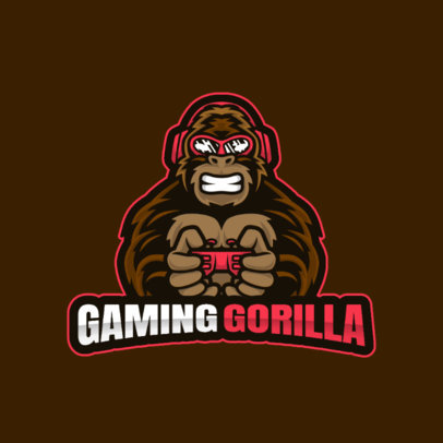 Logo Template for Gamers Featuring an Angry Gorilla Graphic