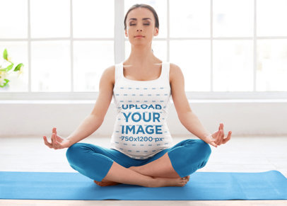 Tank Top Mockup Featuring a Pregnant Woman on a Meditating Pose m10013-r-el2
