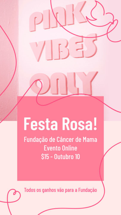 Instagram Story Template Featuring a Breast Cancer Event Invite 4064h