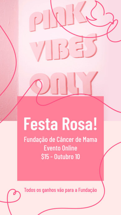 Instagram Story Template Featuring a Breast Cancer Event Invite