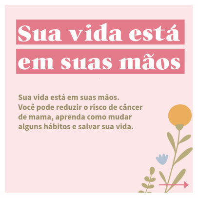 Instagram Post Design Template With a Breast Cancer Theme and Portuguese Text