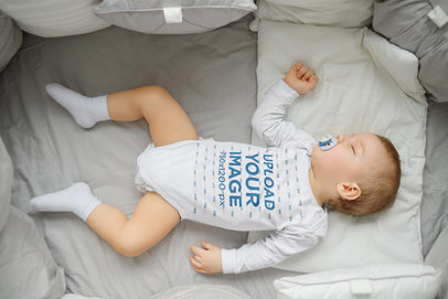 Onesie Mockup of a Newborn Baby Sleeping in a Crib m8568 r-el2