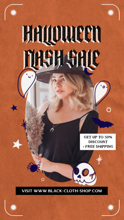 Instagram Story Design Template with a Halloween-Themed Frame for a Special Sale