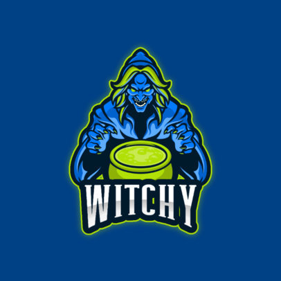 Gaming Logo Template Featuring an Evil Witch with a Cauldron