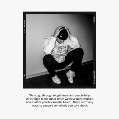 Monochromatic Instagram Post Maker for a World Mental Health Day-Themed Carousel 