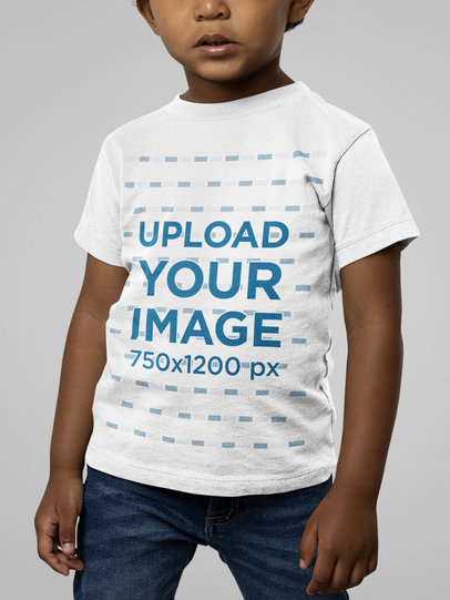 Mockup of a Little Kid Wearing a Short Sleeve Bella Canvas Tee