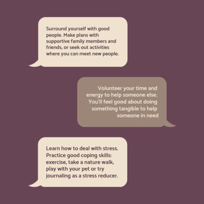 Mental Health-Themed Instagram Post Template for a Carousel Featuring Useful Tips 