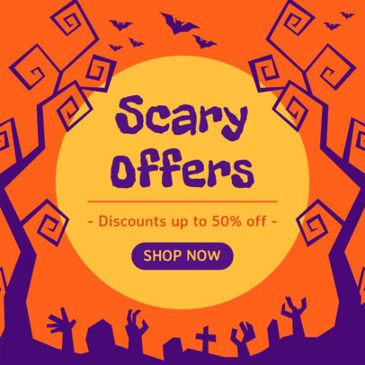 Ad Banner Generator for a Halloween Offer with Illustrated Graphics