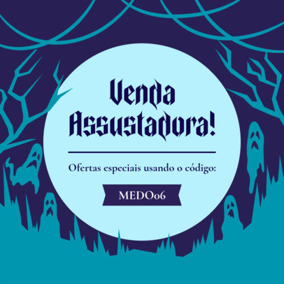 Ad Banner Design Creator with Illustrated Ghosts for a Halloween Discount Coupon