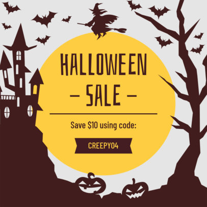 Ad Banner Generator Featuring Illustrated Silhouettes for a Halloween Sale