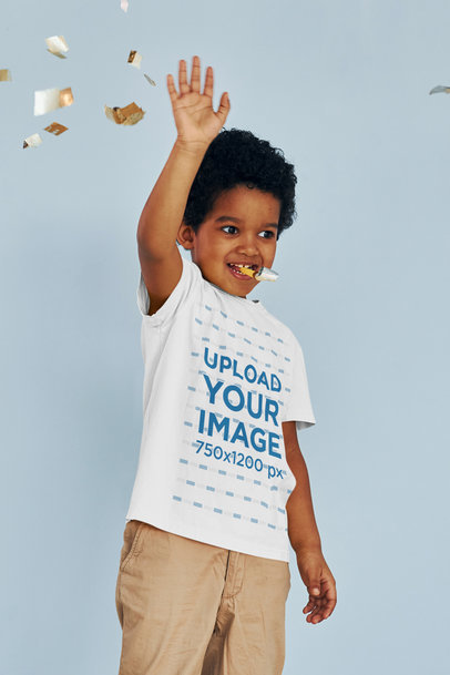 T-Shirt Mockup Featuring a Little Kid Celebrating His Birthday