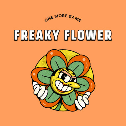 eSports Logo Template Featuring a Cuphead Inspired Flower Cartoon 
